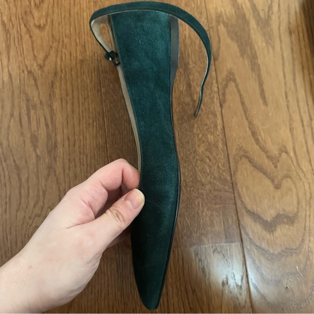 Miu Miu Suede Pointed Toe Flats — Forest Green - Picture 6 of 7